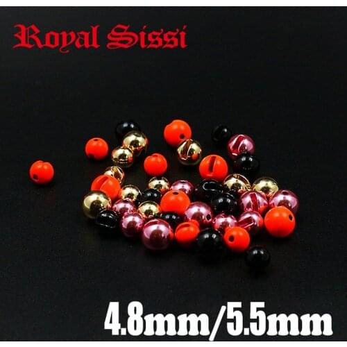 Royal Sissi 25pcs/set 5 colors mixed big slotted Tungsten beads 4.8mm 5.5mm heavy nymph head beads Tungsten metal tying material