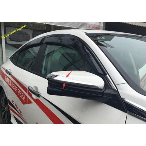 Lapetus ABS Chrome Exterior Refit Kit Side Rearview Mirror Strip Cover Trim Fit For Honda Civic 2016 - 2019 Auto Accessories
