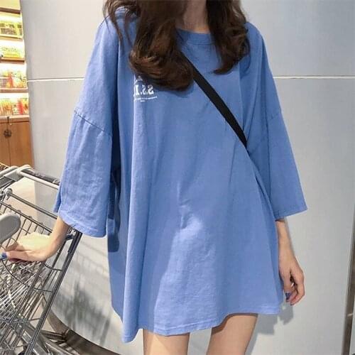 Summer Loose Short Sleeve T-shirt Girls Hip-hop Style White T-shirt Women Black Tee Shirt Femme