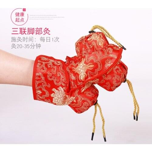 Copper /steel micro smoke moxibustion box querysystem cauterize leg warm apparatus utensils foot velvet cloth shoes moxa cans