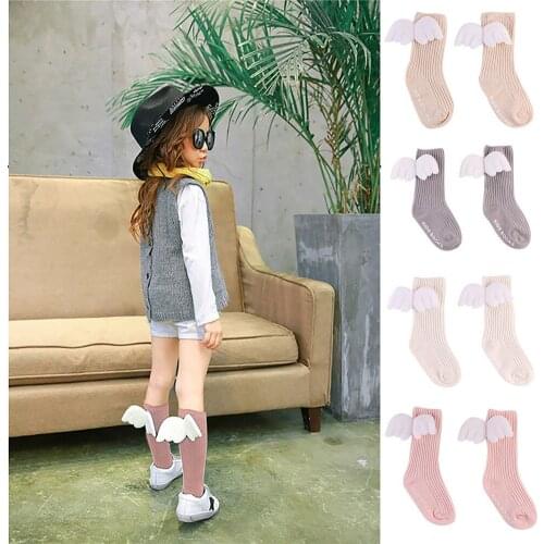 Fashion Cute Girl Sockings Angels Wing Baby Toddler Infant Kid Cotton Warm Knee 0-4Y