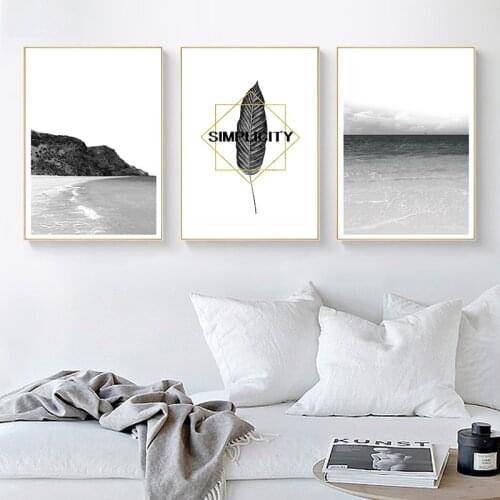 Sea Landscape Wall Art Canvas Painting Seascape Nordic Home Decor Black White Posters and Prints Wall Pictures for Living Room