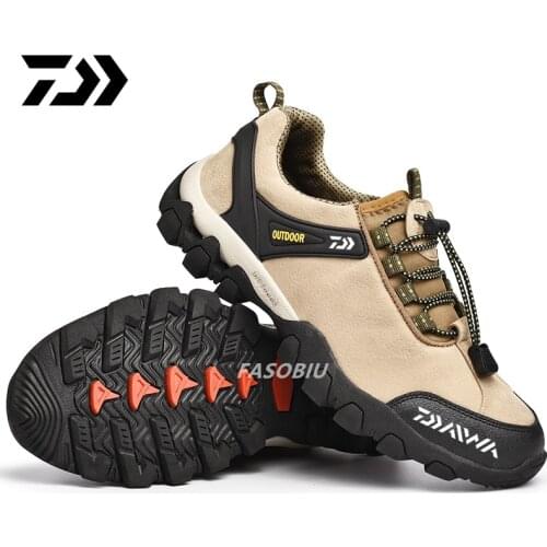 Daiwa Men Hiking Shoes Waterproof Leather Shoes Climbing Fishing Shoes New Outdoor Sports Trainers Trekking Fishing Sneakers