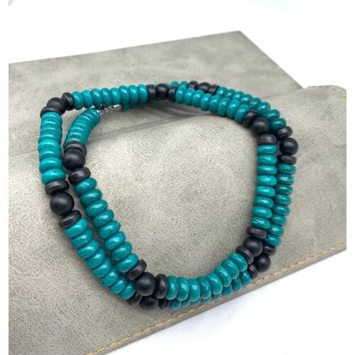 Mens and womens natural stone green white volcanic stone necklace Hawaiian surfing jewelry