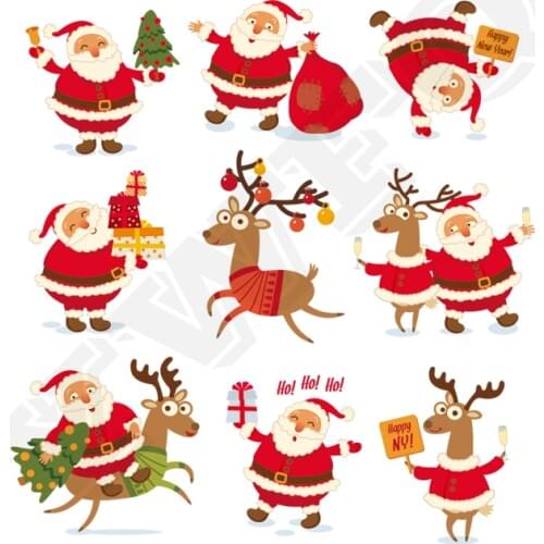 Christmas Patches Set Iron-on Patches For Clothes DIY A-level Washable Accessory Heat Transfer Appliqued Santa Claus Gift