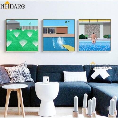 Fresh with swimming pool decoration painting, Nordic simple decoration Canvas Print Painting Poster Art Wall Picture Home Decor