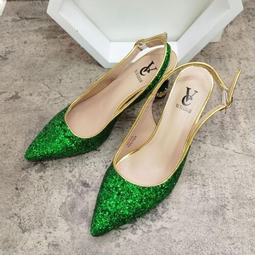 New Arrival Green Italian Wedding Shoes for Women High Quality African Party Women Shoe Decorated with Rhinestone Nigerian Shoe