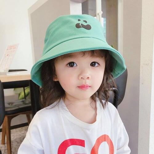 Autumn Kids Bucket Hats UV Protection Boys Girls Fisherman Hat Children Panama Beach Bonnets Cute Panda Design Infant Sun Cap