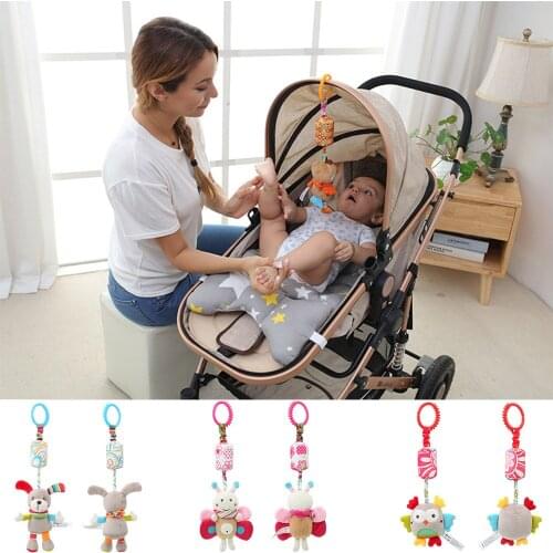 1Pcs Baby Crib Hanging Rattle Toys Cartoon Animal Pattern Plush Baby Stroller Pendant Toy Infant Early Education Gift