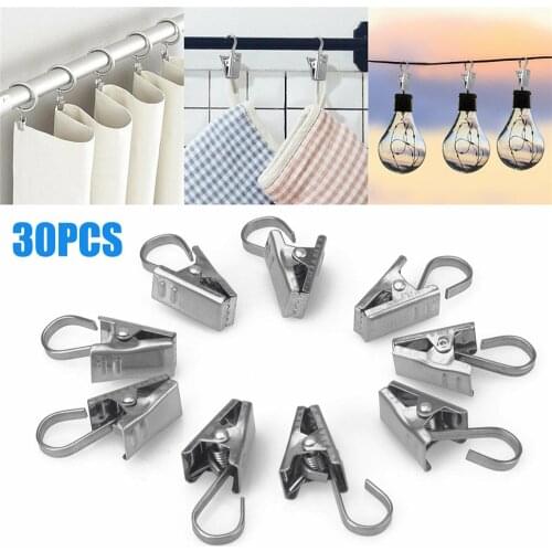 30PCS Strong Sturdy Metal Curtain Clips Shower Hooks Living Room Curtain Accessories Clamps Drapery Clips Holder Drapery Hook