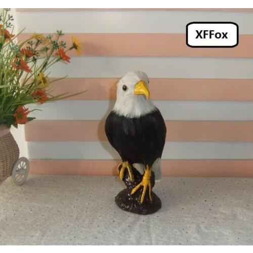 Cute lifelike eagle model plastic&feathers eagle model toy gift about 21x12cm xf0361