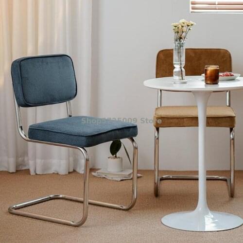 Nordic retro corduroy backrest dining chair makeup chair home bedroom medieval furniture small apartment cafe chair