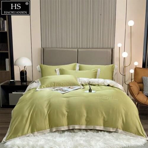 Color splicing Tencel 500 Thread Count Fabric Quilt Cover Thin Quilt Summer Comforter Adult Double Bed Cover Queen King Size 4Pi