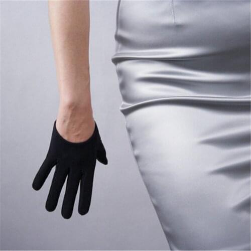 Ultra-Short Suede Gloves 13cm Matte Leather Plush Simulation Leather Imitation Sheepskin Matte Black Thin Section JPH13