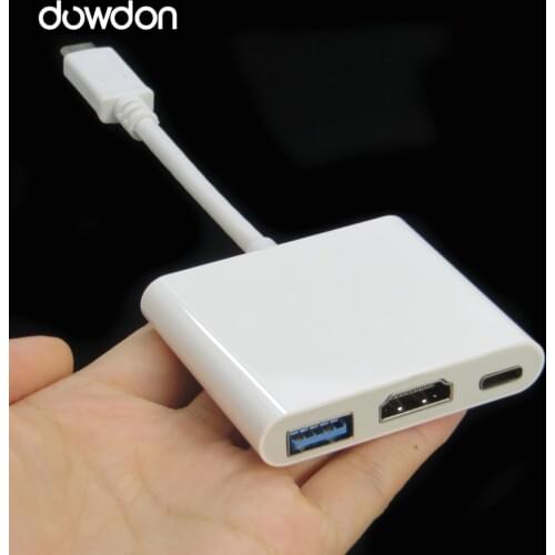 USB-C 3.1 Type C to HDMI Digital AV&USB OTG & Female Charger Adapter for Macbook