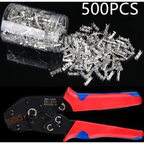 500pcs SN-48B U shaped terminal inserts connector spring plug wire crimping hand tool quick connection crimped