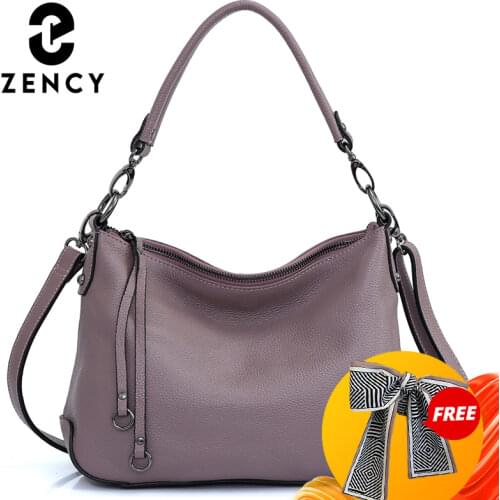 Zency Genuine Leather Bags For Women 2021 Simple Classic Casual Handbag Female Hobos Vintage Commute Shoulder Tote Crossbody Bag