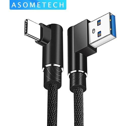 1M 2M 3M USB Cable for Type C Charging Cable 90 Degree Charger Data Cable for Samsung Huawei Xiaomi Mobile Phone Charger Cord