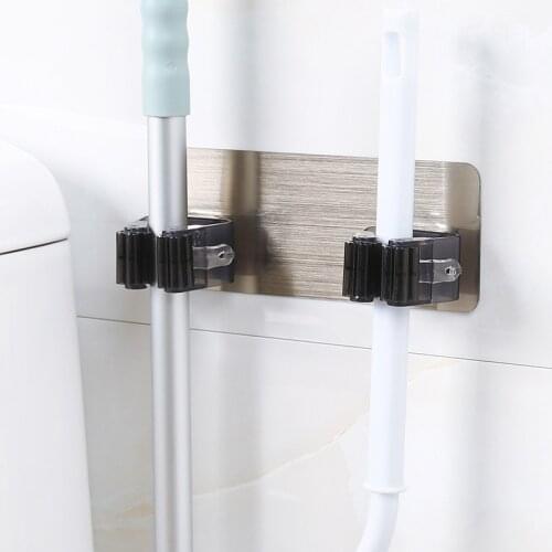 1 Pcs Mop Broom Holder Mop Organizer Garden Storage Rack Kitchen Tool Hanger Folding Rack Metal Tools Behind Doors On Walls