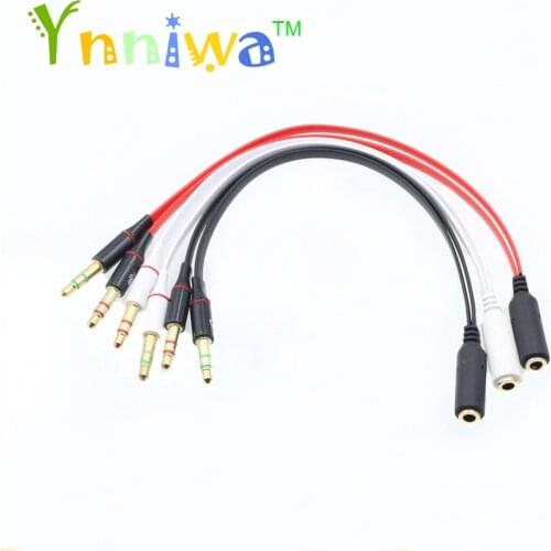 100pcs/lot 3.5mm 1 Female to 2 male AUX Audio Cable Mic Splitter Cable Earphone Headphone Adapter Cable for Phone pad Mobile