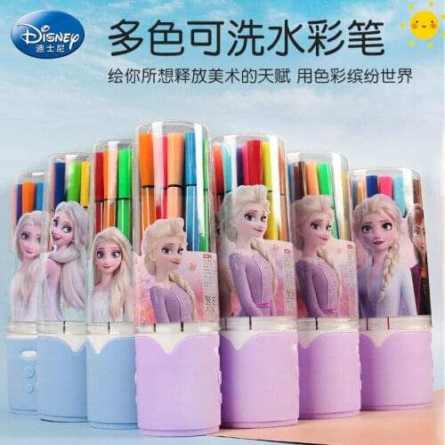 12/18/24/36 color Disney tube washable watercolor pen painting pen set cartoon brush childrens creative school supplies gifts