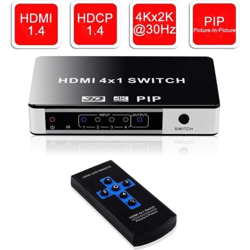2020 ZY-HS14B 4K HDMI Switch PIP 4x1 HDMI PIP Switch With IR Remote and Auto Control 4 Port Switch HDMI PIP For PS4 Apple TV