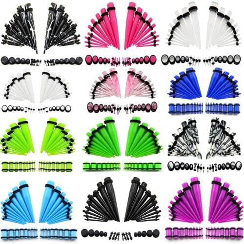 36Pcs Acrylic Ear Gauge Expander Stretcher Taper with Plug Tunnel Piercing Gauge Kit Stretching Body Jewelry