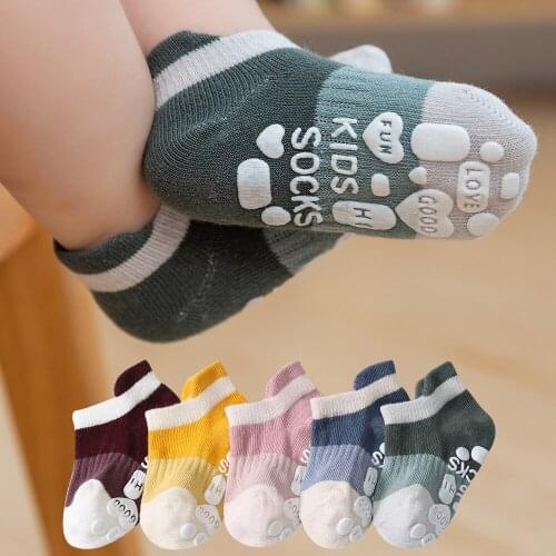 5 Pairs Lot Children Trampoline Anti-slip Socks With Print Kid Girl Boy Baby Toddlers Cotton Funny Cute Kawaii White School Sock
