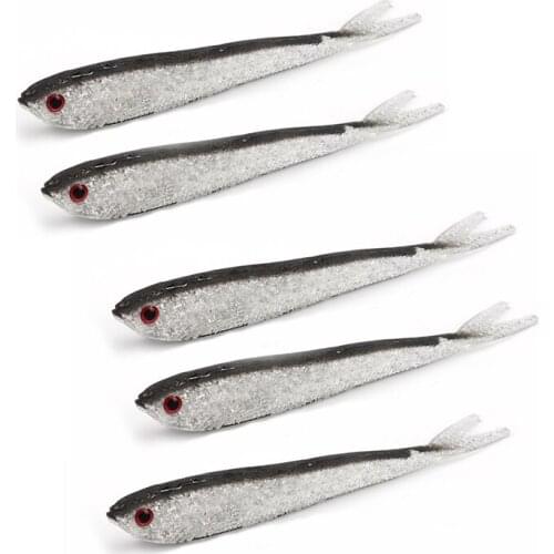 5pcs isca soft bait 7.5mm 100mm 130mm Swimbait Soft Fishing Lure Carp Fish Fishing Tackl hot sale Artificial plastic lures