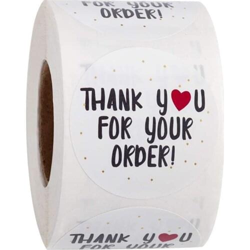 500pcs/roll Thank You Stickers High Quality Seal Labels Scrapbook Handmade Sticker Circle Decor GQ