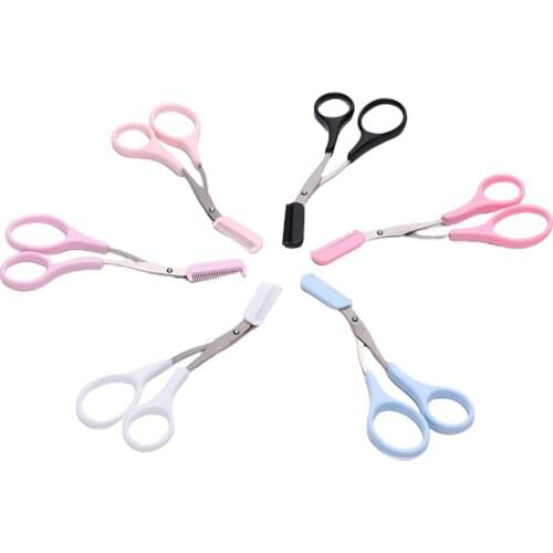6 Colors Eyebrow Trimmer Scissors Comb Eyelash Hair Scissors Clips Shaping Eyebrow Razor Shear Groom Hair Trim