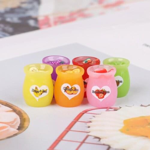 6pcs/set Resin 1:12 Dollhouse Miniature food Fruit jam Bottle Play Mini Food For Dollhouse Kitchen Toys