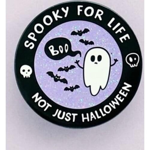 Spooky For Life Not Just Halloween Glitter Brooch Pins Enamel Metal Badges Lapel Pin Brooches Jackets Fashion Accessories