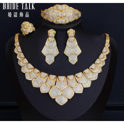 BrideTalk High Quality 4PCS Big Luxury Sets AAA Cubic Zirconia CZ Jewelry For Women Wedding & Engagement Party Nigeria Jewelry