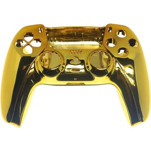 Chrome Gold ABS Housing Front Faceplates Case Cover for PS5 Original Joystick Game Controller Parts Replacement Shells