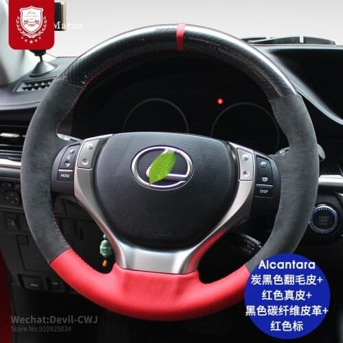 Car steering wheel cover for Lexus ES300 NX RX450 IS200 GS hand-Stitch Real alcantara & Carbon Fible Auto parts car accessories