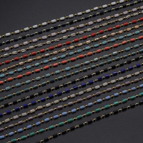 30 Meters/lot Cylinder Crystal Stone Beads diy jewelry Making Chains Wholesale Finding Jewellery Supplies Factory Direct