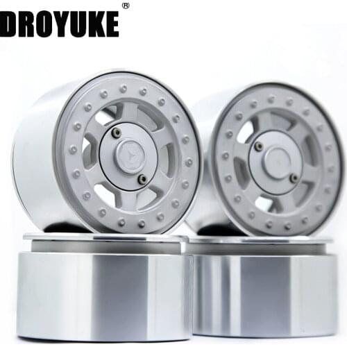 Droyuke 4PCS 1/10 RC Rock Crawler Aluminum 2.2 Beadlock Wheel Rims for Axial SCX10 RR10 Wraith G63 G500 Traxxas TRX4 TRX6