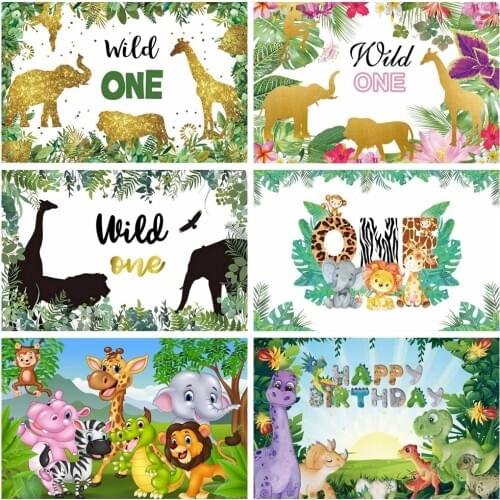 Animal Jungle Wild One Custom Portrait Birthday Party Decoration Photographic Backgrounds Photography Backdrops For Photo Studio