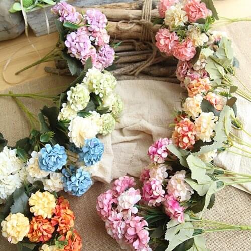 Shooting Decoration For Party 10 Heads Silk Hydrangea Artificial Flower Props Shooting Background Decor Bouquet Desktop Flowers