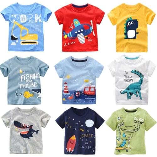 New Summer Boys Short-sleeved T-shirt Childrens Cotton Top Shirt Kids Loose boutique DinosaurTees for Boys Casual Baby Clothes