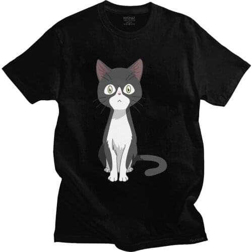 Cool Weathering With You Ame Cat Tshirt for Men Short Sleeve Streetwear Manga Tenki No Ko T Shirt Loose Fit Pure Cotton T-Shirt