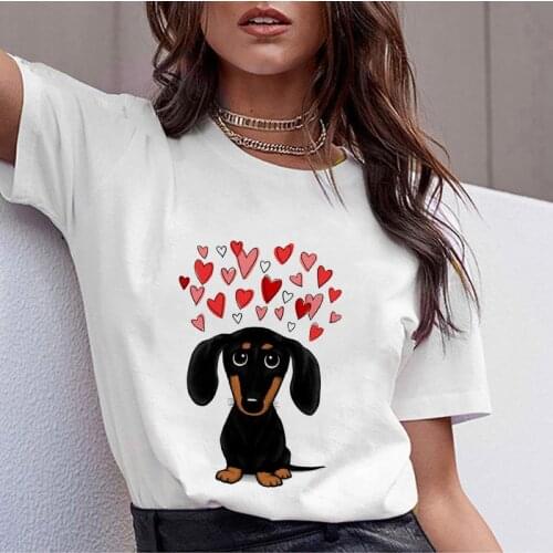 Kawaii pug printed tee shirt female Simple Womens T-shirt Ulzzang Harajuku Tshirt lady Summer O-neck short sleeve Tshirt