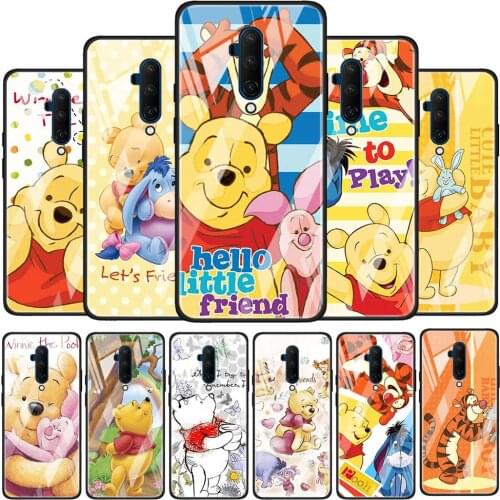 Disney Winnie the Pooh Glossy Protection Cover for OnePlus 9R 9 8T 8 7T 7 Pro Nord Z 5G Luxury Tempered Glass Phone Case