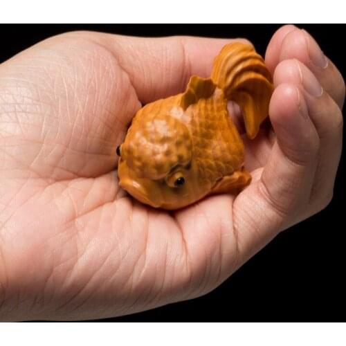 Chinese New Year Lucky Fish Boxwood Carving Wenwan Niannianyouyu Creative Solid Wood Goldfish Carving Crafts Car Decoration
