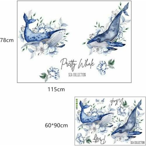 Pretty Blue Whale Wall Sticker Decal Vinyl Art Living Room Bathroom Home Decor