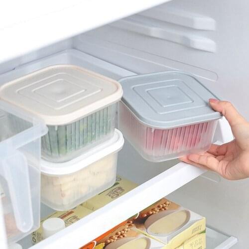 Square Storage Box Drain Sealed Box Organizer Ginger Garlic Onion Kitchen Food Container Plastic Refrigerator Fruit Storage Box