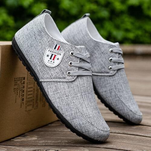 Fashionable Hiking Mens Shoes Casual Summer Breathable And Comfortable Sweat-Absorbent Canvas Mens Lightweight Driving Shoes