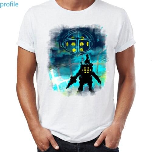 Mens T Shirt Bioshock Little Sister and Big Daddy Infinite Elizabeth Rapture Artsy Awesome Artwork Printed Tee
