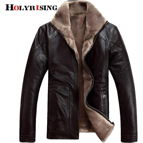 Holyrising jaqueta de couro masculino fur coat men leather jacket coat stand collar size male faux leather coat 18449-5